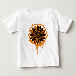 Modern Sunflower Floral Art Abstract Nature ベビーTシャツ