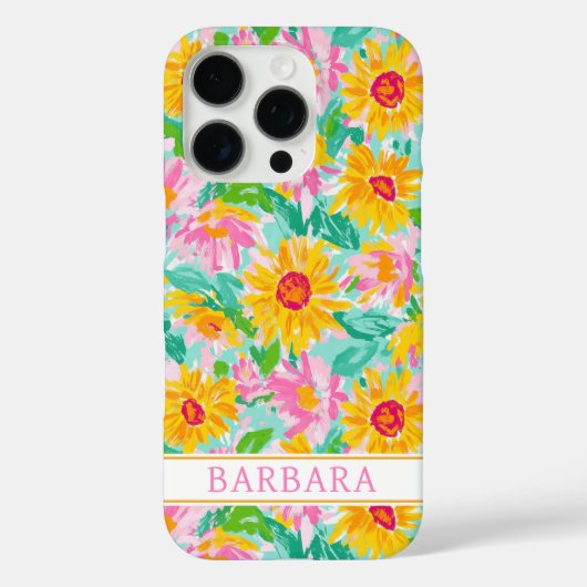 Modern Sunflower Painting Monogrammed Case-Mate iPhoneケース (裏面)