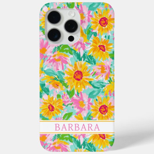 Modern Sunflower Painting Monogrammed Case-Mate iPhoneケース (裏面)