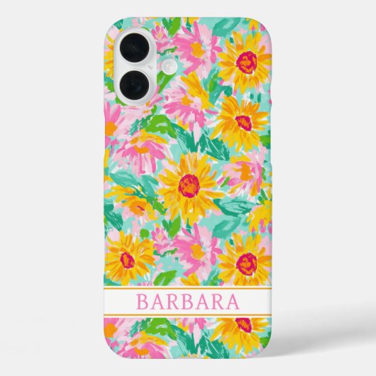 Modern Sunflower Painting Monogrammed Case-Mate iPhoneケース (裏面)