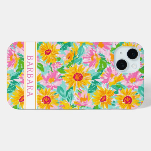 Modern Sunflower Painting Monogrammed Case-Mate iPhoneケース (裏面 (横))