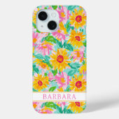 Modern Sunflower Painting Monogrammed Case-Mate iPhoneケース (裏面)