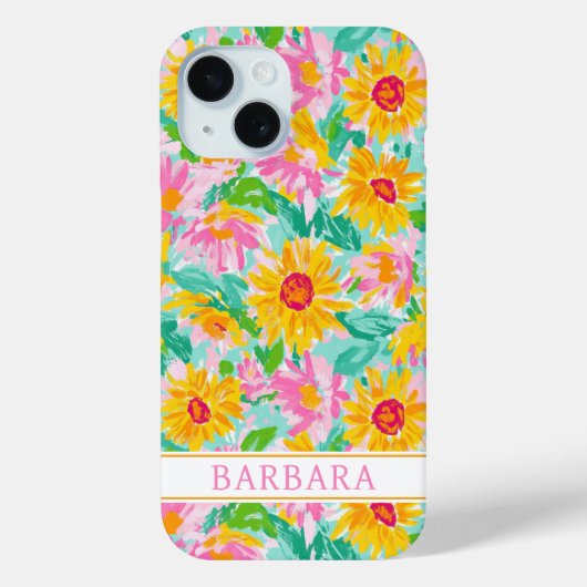 Modern Sunflower Painting Monogrammed Case-Mate iPhoneケース (裏面)