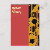 Modern Sunflower Sunset Coral Gold Wedding エンクロージャーカード (裏面)