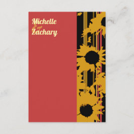 Modern Sunflower Sunset Coral Gold Wedding エンクロージャーカード