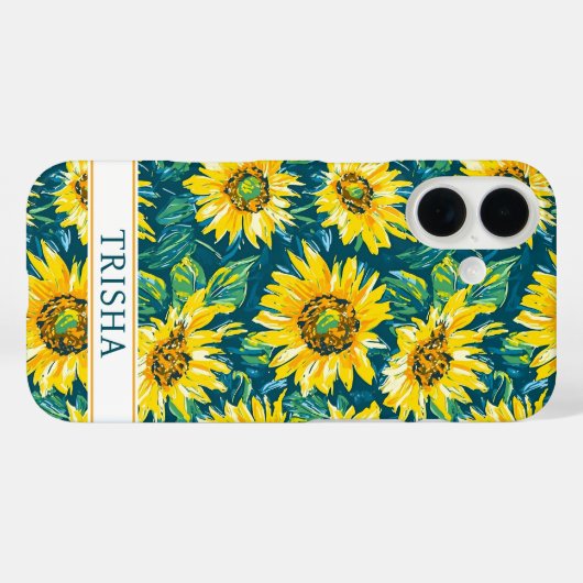 Modern Sunflowers Monogrammed Case-Mate iPhoneケース (裏面 (横))