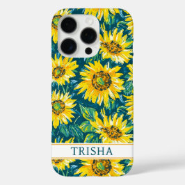 Modern Sunflowers Monogrammed iPhone 16 Proケース