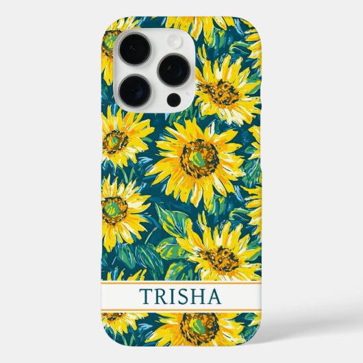 Modern Sunflowers Monogrammed Case-Mate iPhoneケース (裏面)