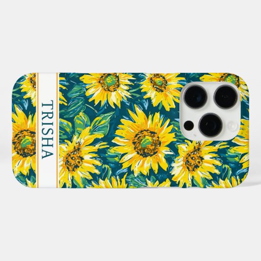 Modern Sunflowers Monogrammed Case-Mate iPhoneケース (裏面 (横))