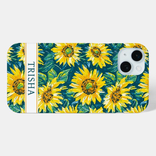 Modern Sunflowers Monogrammed Case-Mate iPhoneケース (裏面 (横))