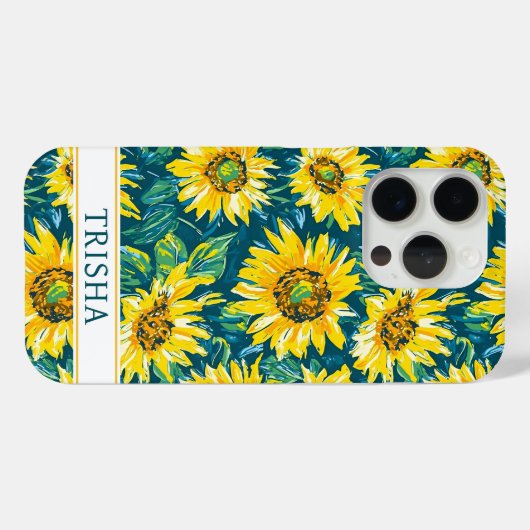 Modern Sunflowers Monogrammed Case-Mate iPhoneケース (裏面 (横))
