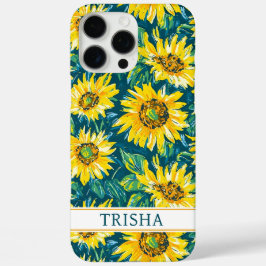 Modern Sunflowers Monogrammed iPhone 16 Pro Maxケース