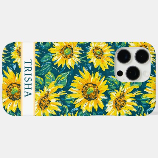 Modern Sunflowers Monogrammed Case-Mate iPhoneケース (裏面 (横))