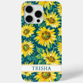 Modern Sunflowers Monogrammed Case-Mate iPhone Ca iPhoneケース (裏面)