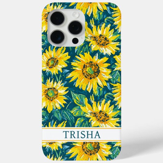 Modern Sunflowers Monogrammed Case-Mate iPhone Ca iPhoneケース (裏面)