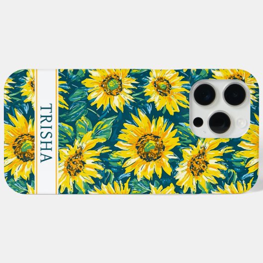 Modern Sunflowers Monogrammed Case-Mate iPhone Ca iPhoneケース (裏面 (横))