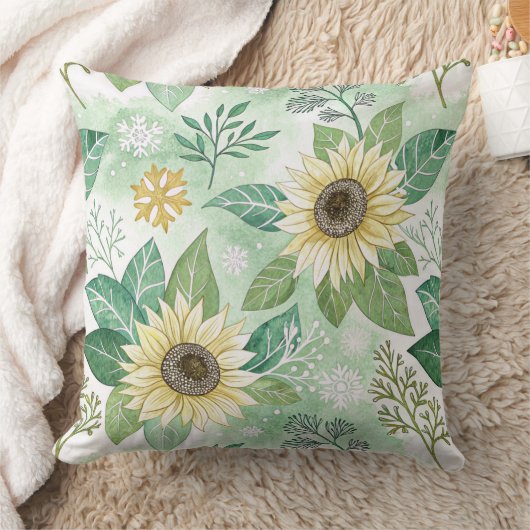 Modern  Sunflowers Winter pattern クッション (ブランケット)