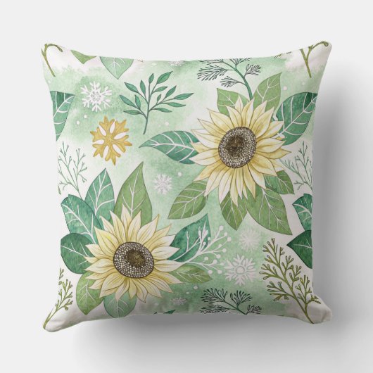 Modern  Sunflowers Winter pattern クッション (裏面)