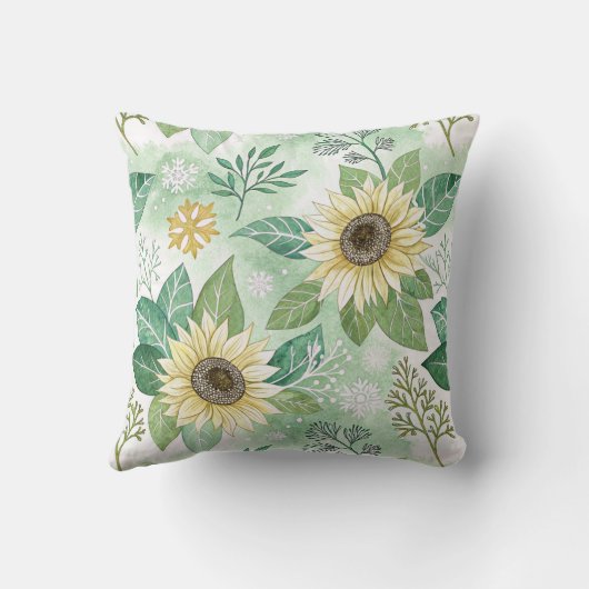 Modern  Sunflowers Winter pattern クッション (裏面)