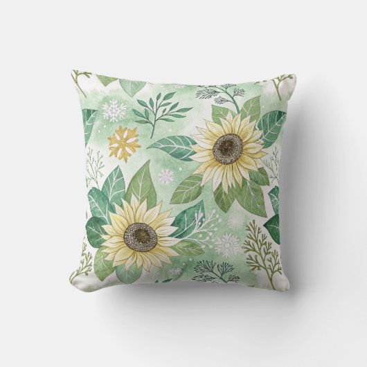 Modern Sunflowers Winter pattern クッション (正面)