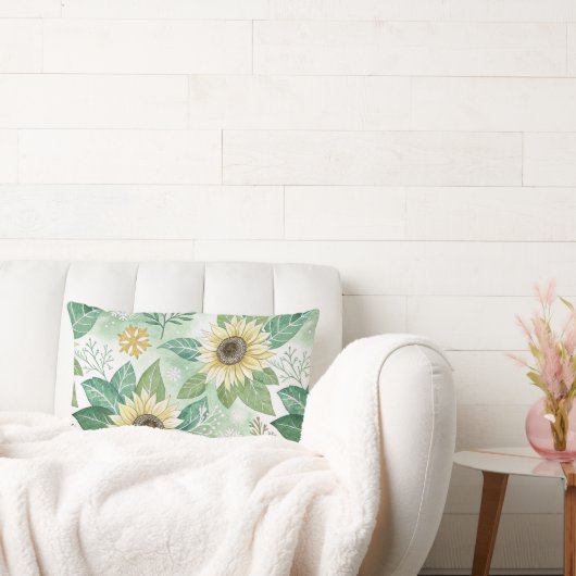 Modern  Sunflowers Winter pattern ランバークッション (ソファ)