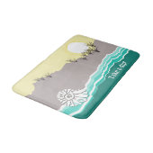 Modern Sunset Beach Shell Turquoise Yellow Sand バスマット (アングル)