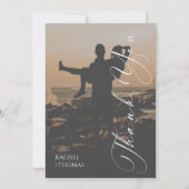 Modern Sunset Silhouette Wedding Thank You Card サンキューカード (正面)