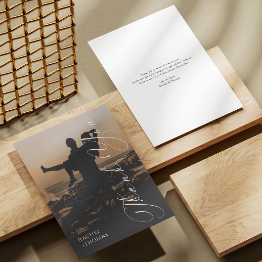 Modern Sunset Silhouette Wedding Thank You Card サンキューカード