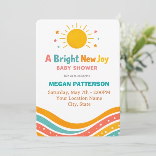 Modern Sunshine Baby Shower 招待状 (スタンド正面)
