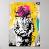 Modern Surreal Portrait Conceptual Tree Art ポスター (正面)