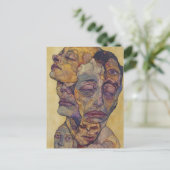 Modern Surrealist Faces Yellow Expressionist  ポストカード (スタンド正面)