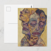 Modern Surrealist Faces Yellow Expressionist  ポストカード (正面/裏面)