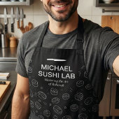 Modern Sushi Pattern with Chef Name Unique エプロン