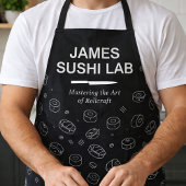 Modern Sushi Roll Pattern with Culinary Typography エプロン
