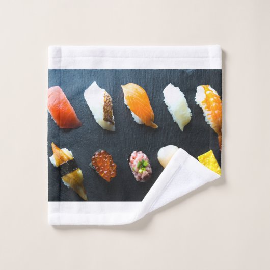 Modern Sushi Towel Set – Minimal & Delicious バスタオルセット (ウォッシュタオル)