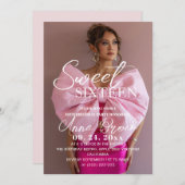 Modern Sweet 16 Photo Birthday Party 招待状 (正面/裏面)