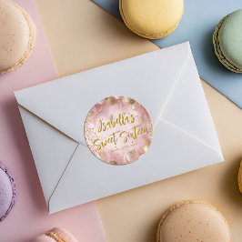 Modern sweet 16 pink and gold balloons ラウンドシール