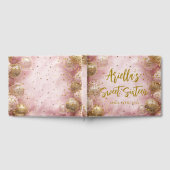 Modern sweet 16 pink gold balloons ゲストブック (全面)