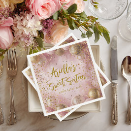 Modern sweet 16 pink gold balloons スタンダードカクテルナプキン