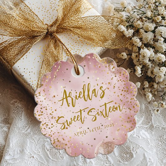 Modern sweet 16 pink gold balloons フェイバータグ