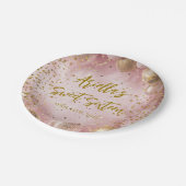 Modern sweet 16 pink gold balloons ペーパープレート (アングル)