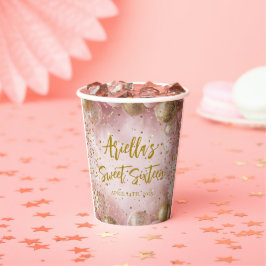 Modern sweet 16 pink gold balloons 紙コップ