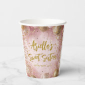 Modern sweet 16 pink gold balloons 紙コップ (裏面)