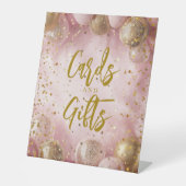 Modern sweet 16 pink gold balloons Cards and Gifts 台座サイン (正面)