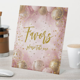Modern sweet 16 pink gold balloons Favors 台座サイン
