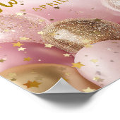 Modern sweet 16 pink gold balloons welcome ポスター (角)