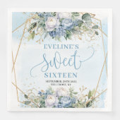 Modern Sweet 16th Dusty Blue Gold Frame Party  (正面)