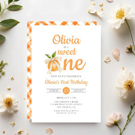 Modern Sweet One Orange Citrus 1st Birthday 招待状