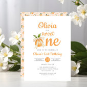 Modern Sweet One Orange Citrus 1st Birthday 招待状