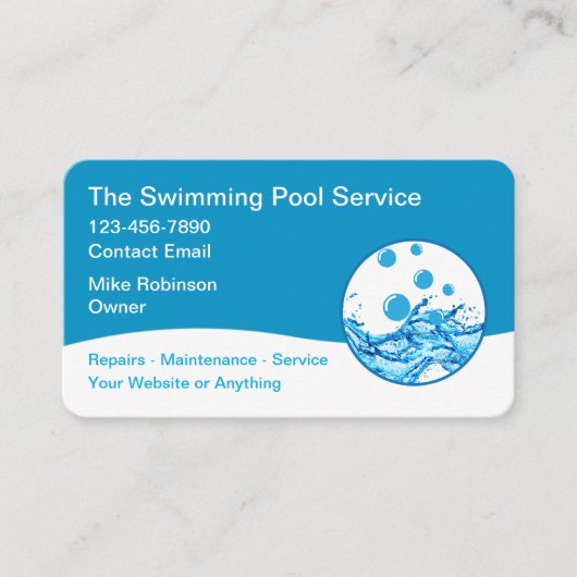 Modern Swimming Pool Service Unique 名刺 (正面)
